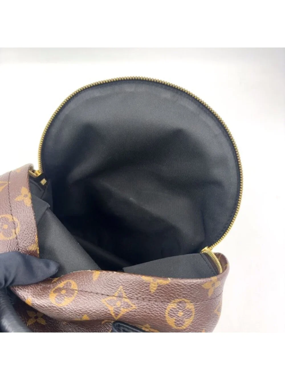 Louis Vuitton Palm Springs PM Monogram Leather Brown Black Backpack Gold